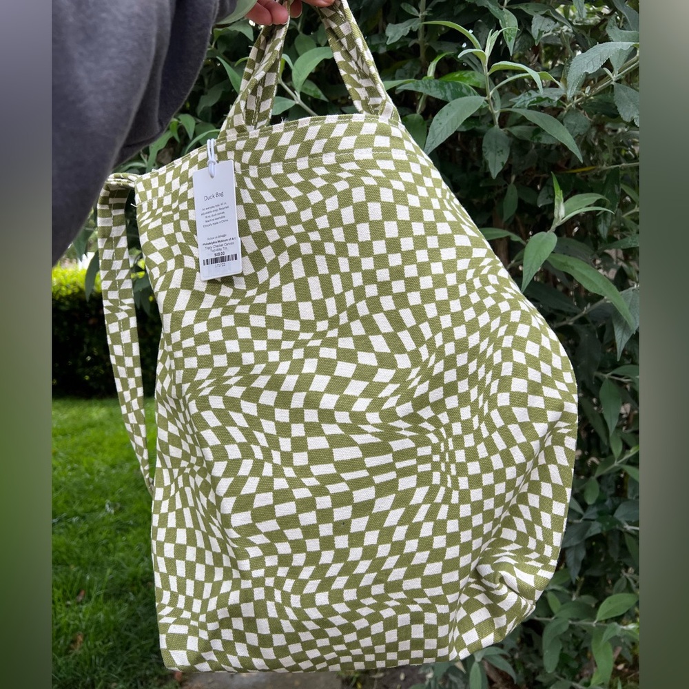 BAGGU Moss Trippy Checker Duck Bag
